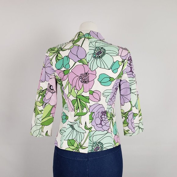 Anne Taylor Flower Print Cotton Blazer Size XS - Picture 5 of 8